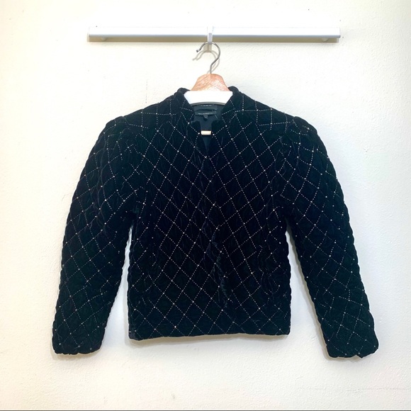 NWOT Something Navy Black Quilted Velvet Jacket - Picture 3 of 15